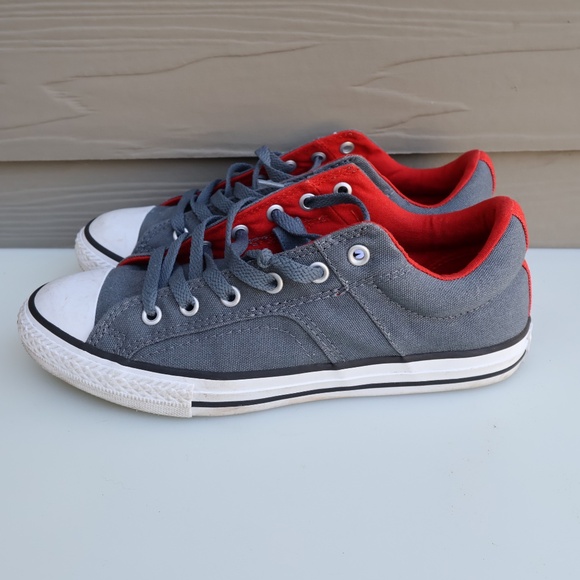 Converse Chuck Taylor All Star Low Top Gray Red Youth Size 5 - Picture 3 of 9